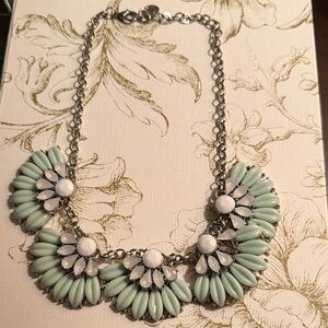 Elegant Mint and White Floral Necklace